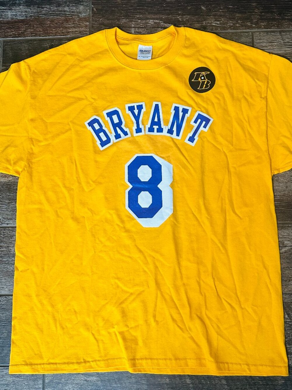 Kobe Bryant T Shirt Men's XL Yellow Lakers #8 #24 Memorial Shirt